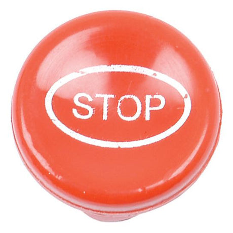 The Stop Control Knob (Sparex Part No.S.41558) with a red button featuring the word "STOP" in white letters enclosed in a white oval, is perfect for Massey Ferguson machinery.