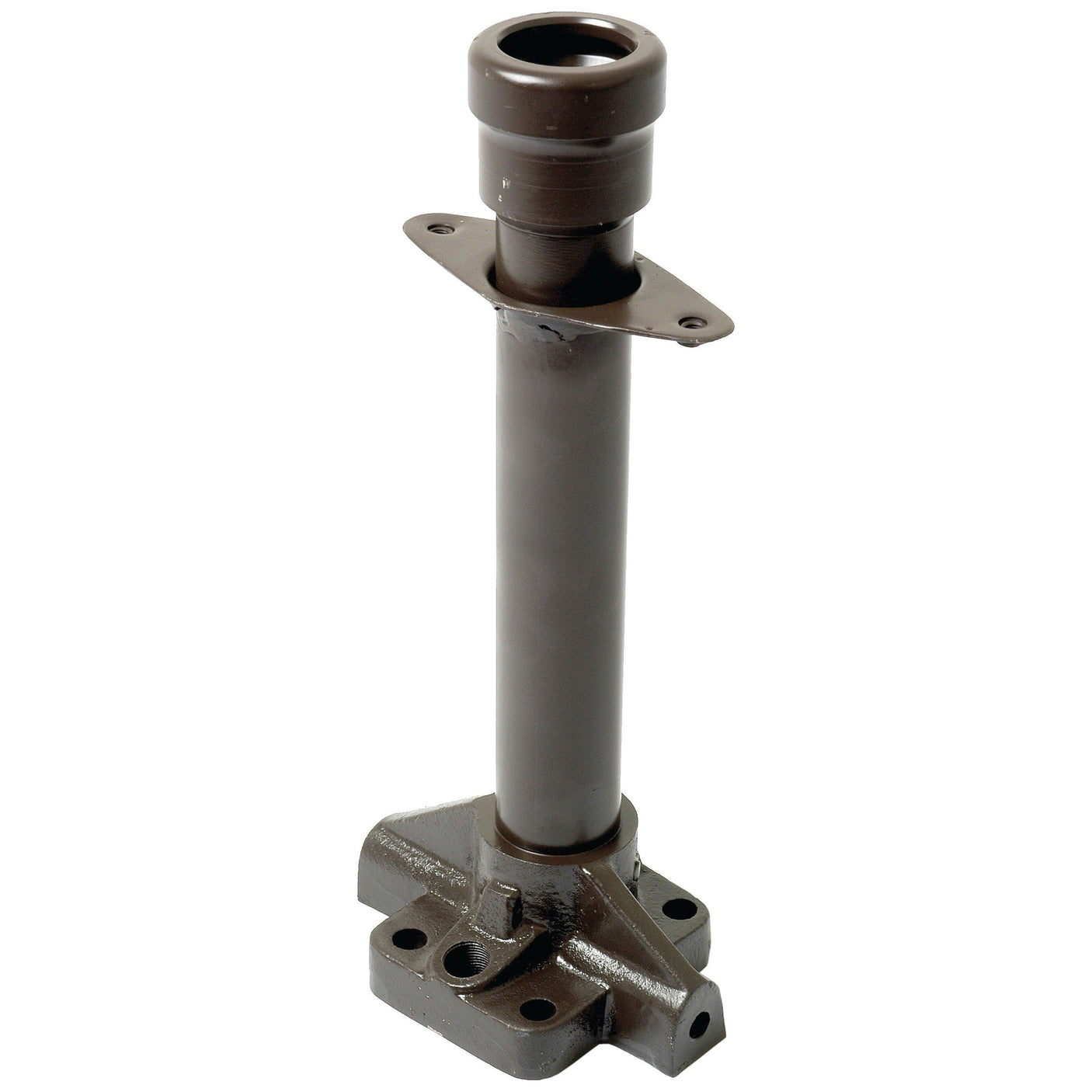 The Sparex Steering Column Tube (Part No. S.41562) by Sparex is a metal mechanical component featuring a cylindrical shaft mounted on a rectangular base with screw holes, making it ideal for Massey Ferguson applications.