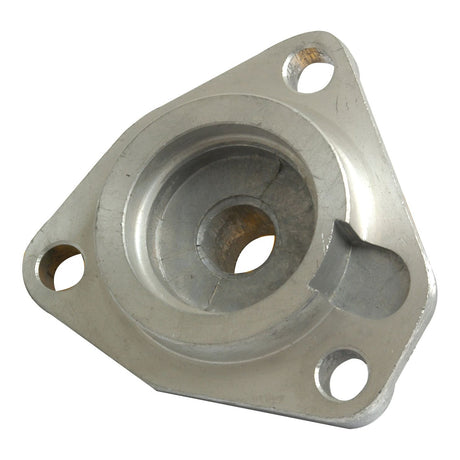 The Tacho Drive Housing (Sparex Part No. S.41568), a Sparex product, is a metallic component featuring three bolt holes and a central circular opening, commonly used for mechanical mounting in Massey Ferguson tractors.