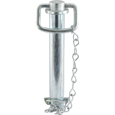 The Sparex Hitch Pin with Chain & Linch Pin 32x183mm (Part No. S.415) is designed with a metal pin featuring a round head and rectangular handle, complemented by an attached safety chain.