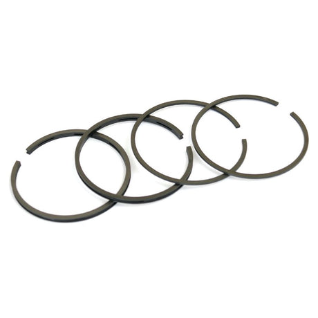 Four black piston rings, identified as Sparex Piston Ring (Part No.S.41615), often used in Massey Ferguson engines, are arranged diagonally against a white background.