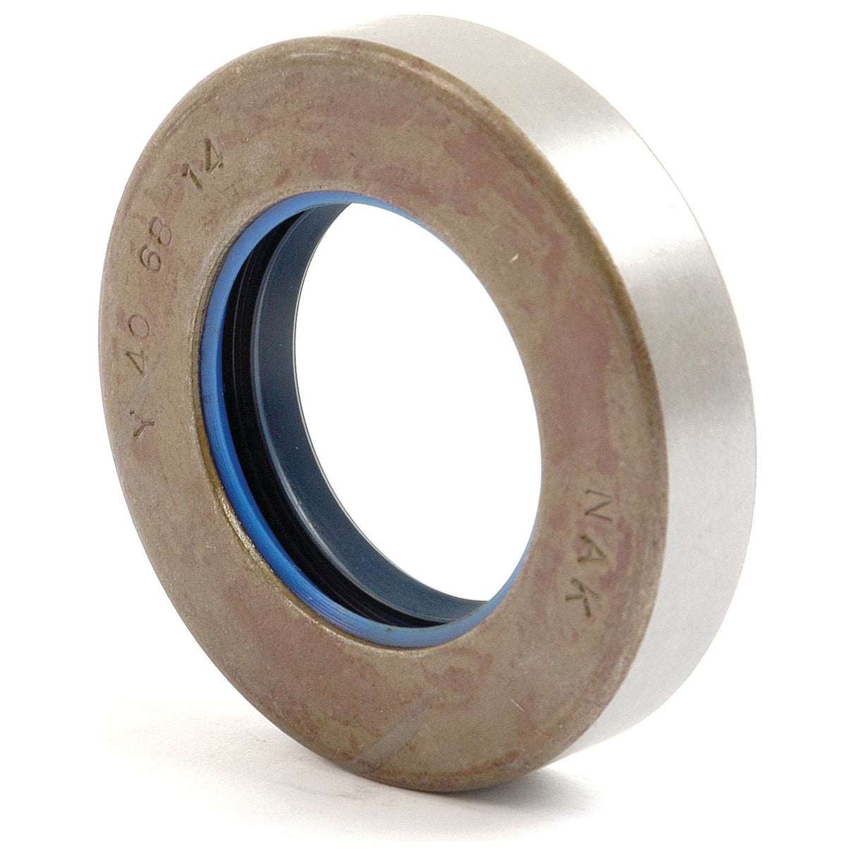 A Sparex Metric Rotary Shaft Seal (Part No. S.41739) with a 40mm x 68mm x 14mm fit is adorned with "X.40 68.14" and "NAK" engravings, featuring a blue inner ring. This metal circular oil seal ensures reliable sealing performance for various applications.