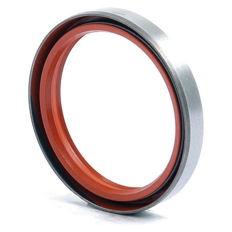 A close-up of a Sparex Imperial Rotary Shaft Seal, measuring 1 5/8'' x 2'' x 1/4'', featuring a red rubber composition with a metallic outer ring (Sparex Part No.S.41749).