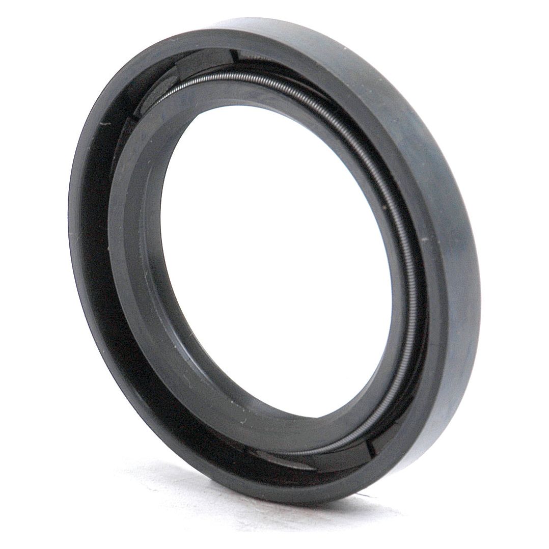 A close-up of the Sparex Seal (Sparex Part No. S.41754), a black rubber oil seal with an internal spring, designed to prevent oil leaks in mechanical components, including those in Massey Ferguson equipment.