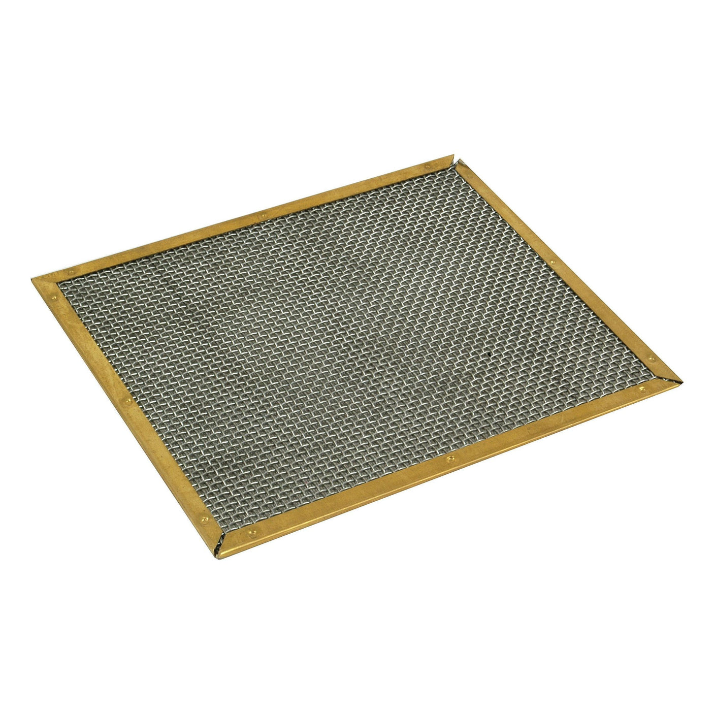 A rectangular metal mesh screen with a brass frame, resembling the precision of the Sparex Filter Screen (Sparex Part No.S.41821).