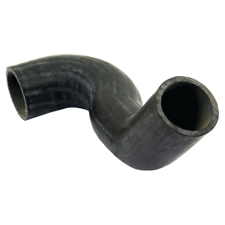 A black rubber hose with a bent, curved shape resembling an 'S', designed specifically as Sparex Part No. S.41836 for Massey Ferguson tractors, featuring an inner diameter of 49.2mm at the smaller end and 56.7mm at the larger end.