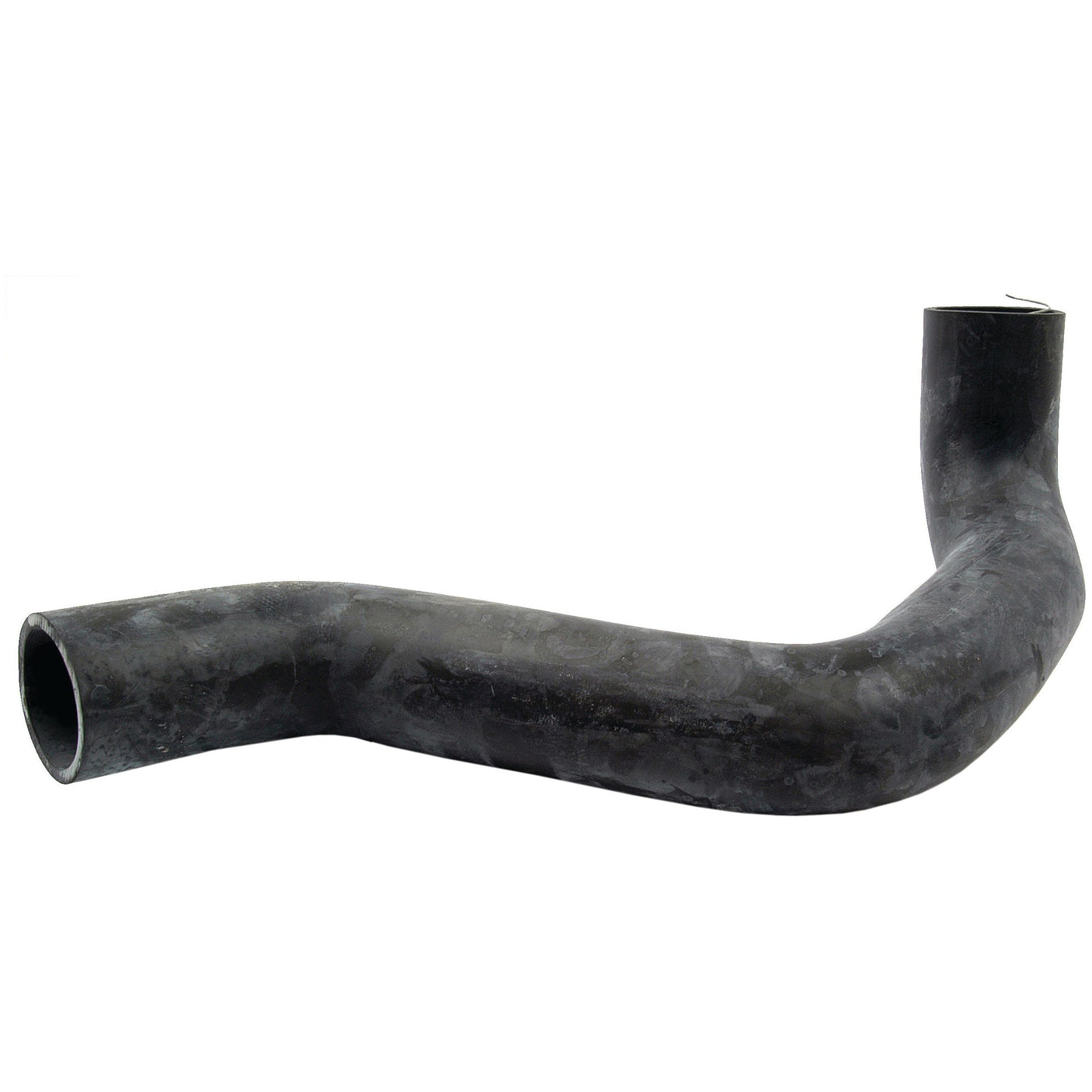 A Sparex black, curved rubber hose with openings on both ends, depicted against a white background. This product, reminiscent of an air cleaner hose for a Massey Ferguson tractor, is designated as the Air Cleaner Hose | Sparex Part No.S.41837.