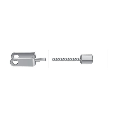 Diagram displaying a metal clevis fitting on the left and a grooved Sparex Foot Throttle Cable (Product No. S.41846) with an attached end cap on the right, separated by two vertical lines. The cable is 1200mm long with an outer cable length of 1073mm, suitable for Perkins engines and compatible with Massey Ferguson tractors.