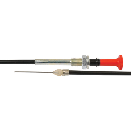 The Sparex Engine Stop Cable (Part No. S.41847) for Massey Ferguson tractors features a 1130mm flexible steel wire, a 1020mm outer metallic threaded section, and a red handle.