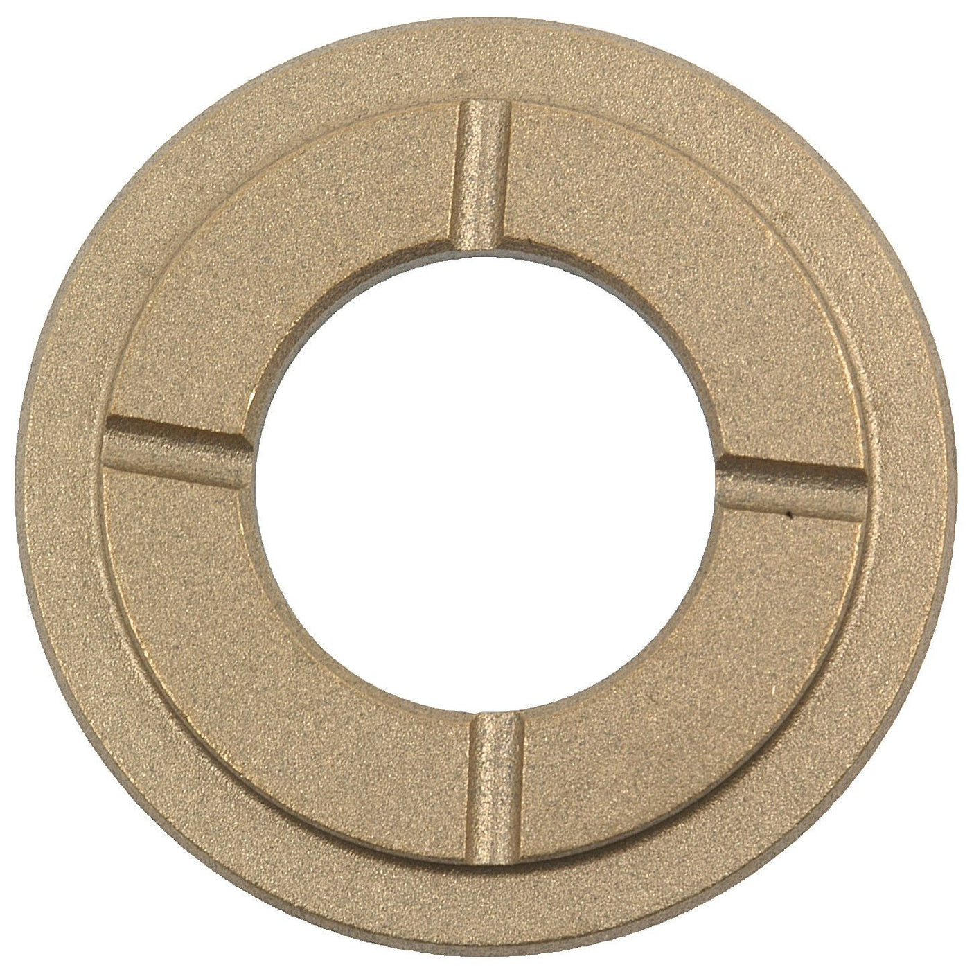 A circular metal washer with a large central hole and four evenly spaced slots extending from the center outward, similar to the Sparex Thrust Washer (Part No. S.41861).