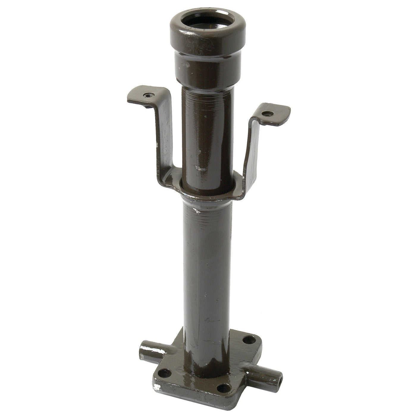 Cylindrical-shaped metal mechanical part featuring a threaded top and side flanges for mounting. Designed for industrial or mechanical applications, this component is ideal as the Sparex Steering Column Tube (Sparex Part No. S.41864) for Massey Ferguson vehicles.