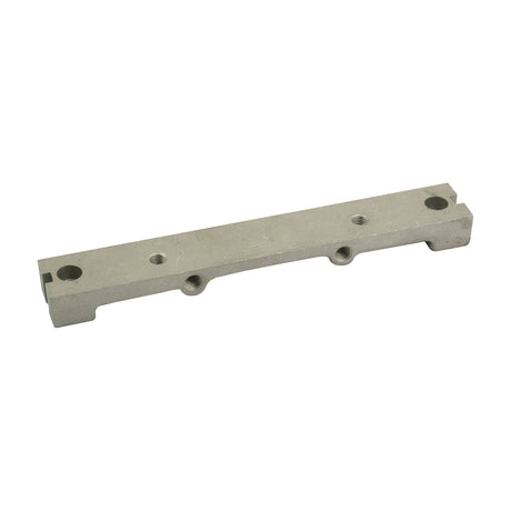 The Sparex Bridge Piece (Sparex Part No. S.41865) is a rectangular metal bar that features four holes: two larger ones at the ends and two smaller ones in the center. It is ideal for various applications, including use in Massey Ferguson machines or for connecting a sump to a block.