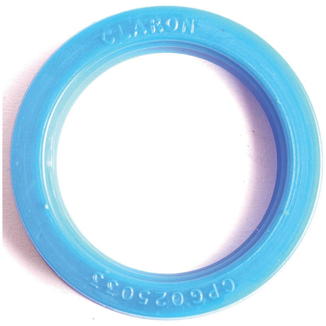 A seal for cylinder pistons, known specifically as the Sparex S.41875, featuring a blue plastic ring with the inscription "CLARON" and "CPC025032" on its surface, commonly employed in Hydrosteer Cylinders for Massey Ferguson equipment.