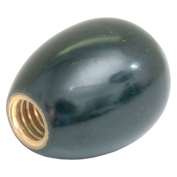 The Sparex Gear Knob (Part No. S.41878) featuring an oval-shaped, dark-colored metal design and a threaded brass insert, is ideal for Massey Ferguson applications.