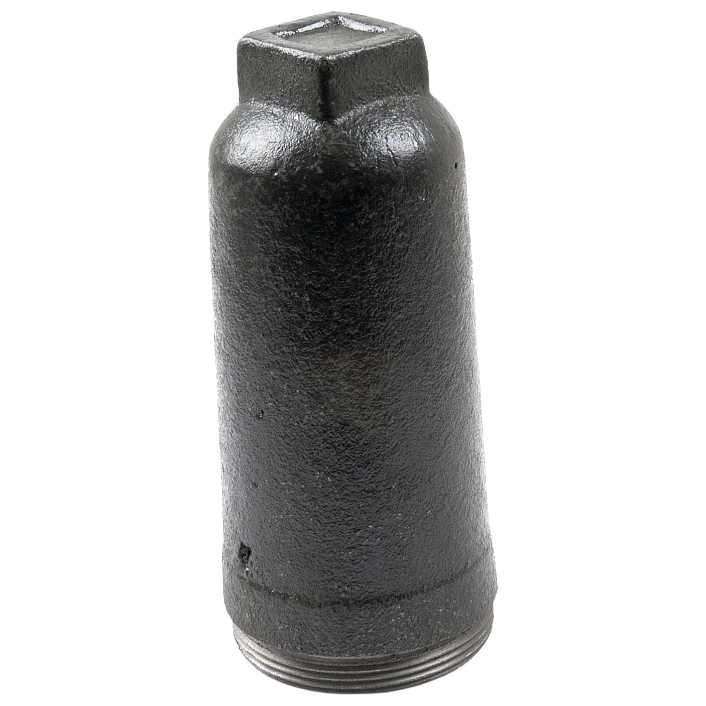 A black cylindrical iron object with a hexagonal top and threaded bottom, known as a PTO Cap (Sparex Part No. S.41987) for Massey Ferguson machinery by Sparex.