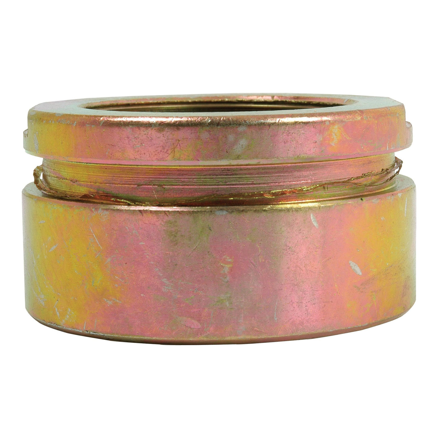 Seal Retainer Housing by Sparex (Part No.S.41989), featuring a slightly worn and weathered surface in a copper-colored finish. This Sparex seal retainer housing is designed for mechanical fastening applications, ideal for use in Massey Ferguson machinery.