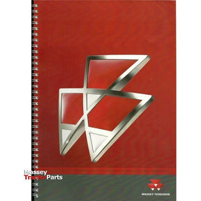 An AGCO red spiral-bound notebook featuring a Genuine Massey Ferguson logo on the cover and "Massey Tractor Parts" in the corner, perfect for recording notes from your 4200/4300 Series Workshop Manual (Product Name: Massey Ferguson - 4200/4300 Series Workshop Manual - 1857053M4).