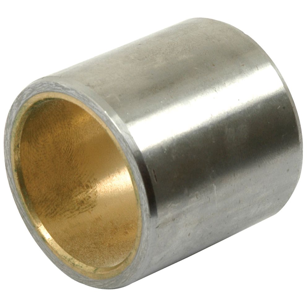 A cylindrical metal bushing with a smooth, shiny surface and a gold-colored interior, this 32mm Spindle Bush (Sparex Part No.S.42039) from Sparex is designed for use in Massey Ferguson machinery.