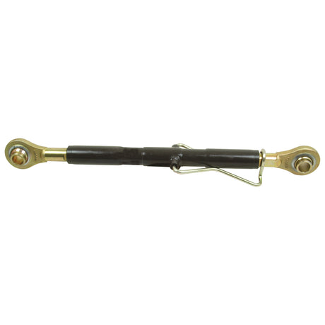 The Sparex Top Link (Cat.2/2) Ball and Ball, 1 1/4'', with a minimum length of 622mm (S.42055), is a robust black hydraulic cylinder featuring metallic fittings and a metal rod on one side, making it ideal for tractor parts.