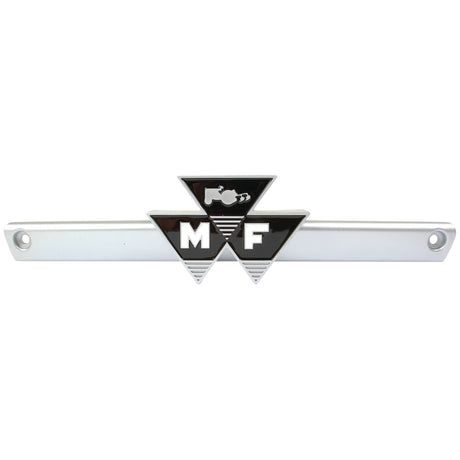 The Sparex Emblem for Massey Ferguson (Sparex Part No.S.42062) showcases a black and white design with an agricultural tractor silhouette on a metal backing plate.