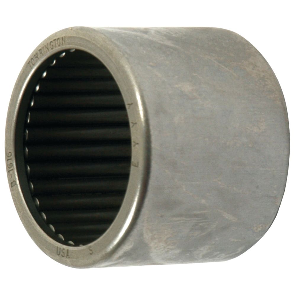 A Sparex Needle Bearing (B1616) | Sparex Part No.S.42064 features a cylindrical design with an open end, internal roller elements, and a metallic outer casing, making it ideal for Massey Ferguson machinery.