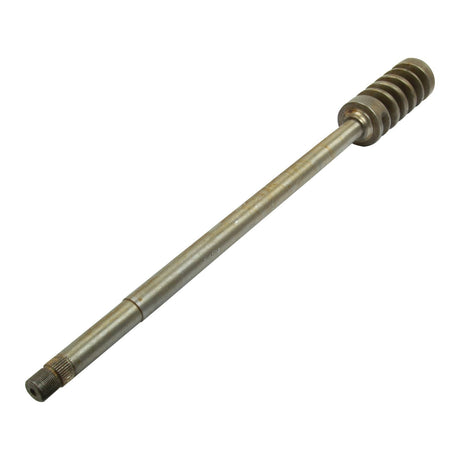 A metal mechanical component known as the Steering Shaft, Sparex Part No. S.42073, featuring a threaded section on one end and a grooved cylindrical section on the other end, often used in Massey Ferguson tractors.