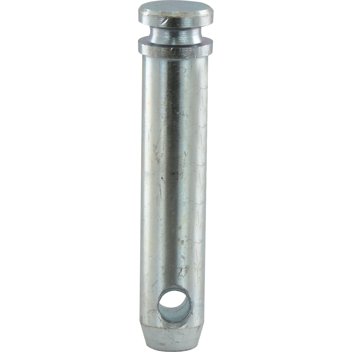 A cylindrical metal pin with a small disc-like head and a hole near the bottom end, commonly referred to as the Top Link Pin 25x95mm Cat. 2 in Massey Ferguson equipment, is available under Sparex Part No. S.420 by Sparex.