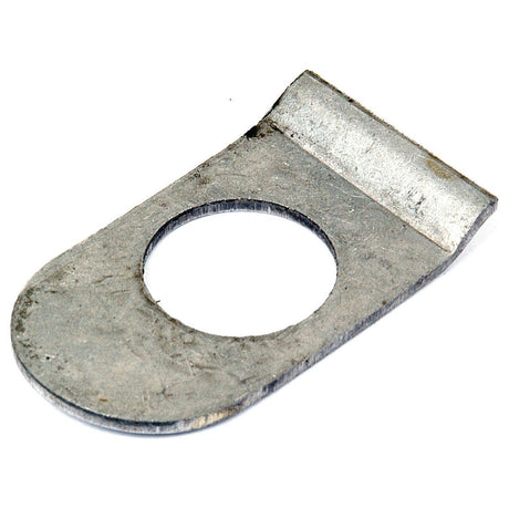 The Lock Tab Washer (Sparex Part No. S.42137) by Sparex features a metal tab with a rounded end and a central circular hole, commonly used in main bearing caps for Perkins and Massey Ferguson vehicles.