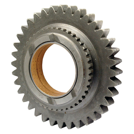 The Sparex Transmission Gear (Part No. S.42153) is a metal gear with interlocking teeth and a central hollow section, commonly used in machinery such as Massey Ferguson tractors for transmitting torque.