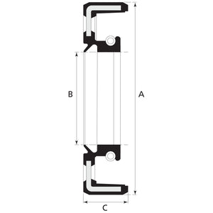 Black and white technical drawing showing a cross-sectional view of the Sparex Metric Rotary Shaft Seal, 40 x 55 x 7mm for Landini tractor parts, labeled with dimensions A, B, and C (Sparex Part No. S.42159).