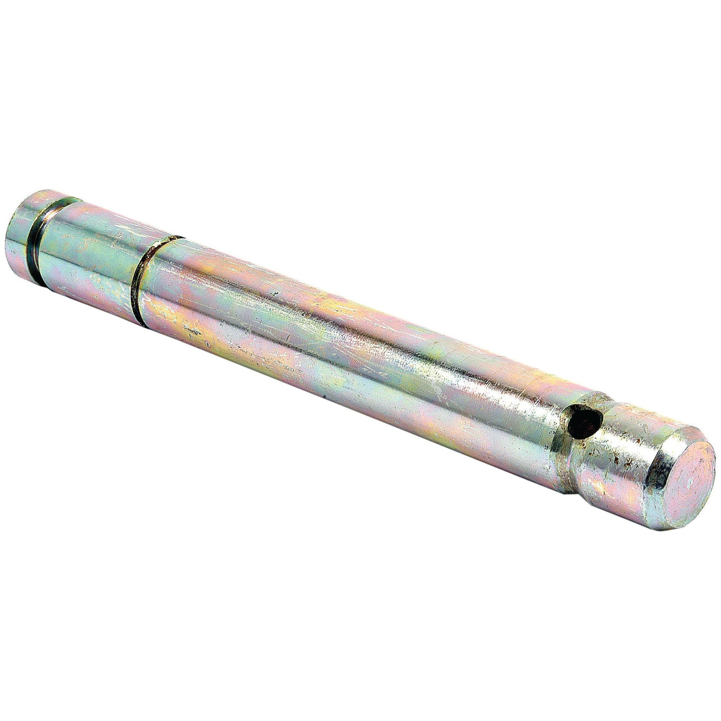 The Sparex Differential Lock Shaft (Sparex Part No.S.42174) is a cylindrical, metallic pin with ridged ends and two small circular indentations along its body, often used in Massey Ferguson tractors for securing components.