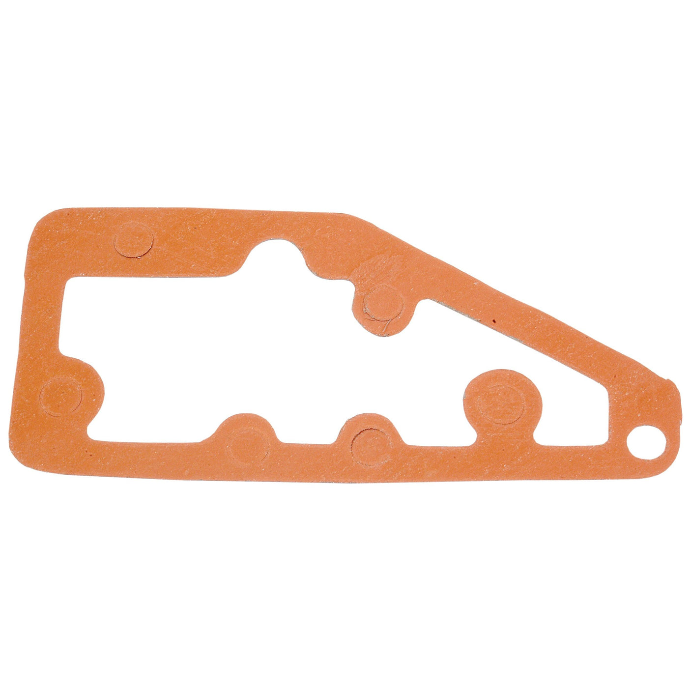 The Sparex Thermostat Gasket (Sparex Part No. S.42211) is an orange gasket featuring a rectangular cutout and several small circular holes, engineered for mechanical or plumbing applications, and compatible with Ford / New Holland models.