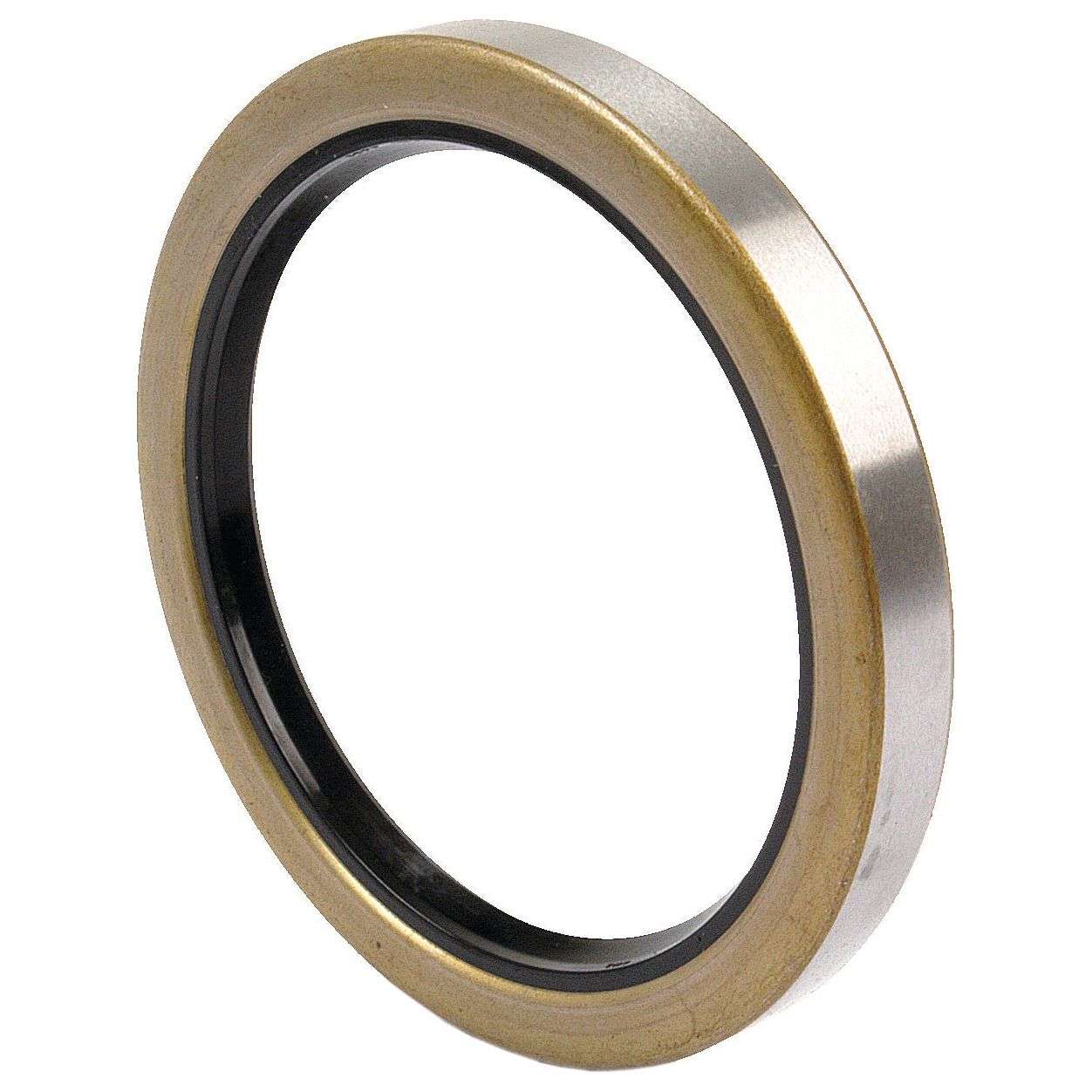 A circular metal and rubber ring with a smooth outer surface, identified as the Oil Seal 4.0 x 5.12 x 0.56 (Sparex Part No.S.42233) by Sparex, likely designed for use as a rear crankshaft seal on Massey Ferguson or Landini tractors, shown against a plain white background.