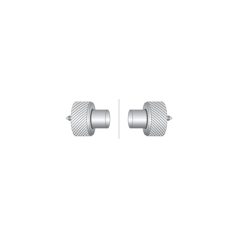 Two metallic knurled knobs positioned symmetrically with a thin vertical line between them, reminiscent of the precision found in Sparex Drive Cable systems (Part No. S.42236).