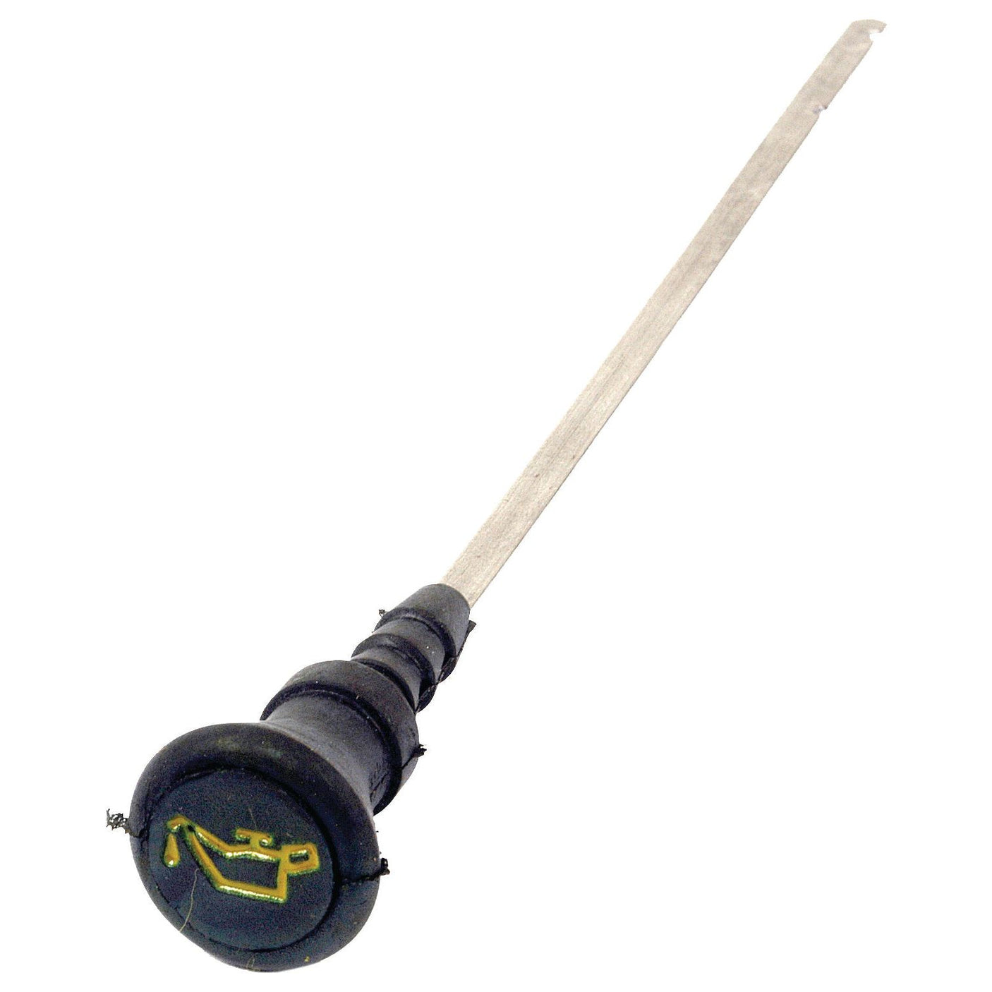 The Sparex Dipstick (Part No. S.42283) features a metal construction with a black handle and a yellow oil can symbol, making it suitable for Massey Ferguson tractors.