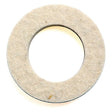 Photo of a white felt washer with a circular hole in the center on a white background, resembling the Sparex Felt Seal, Part No. S.42301, used in Massey Ferguson machinery.