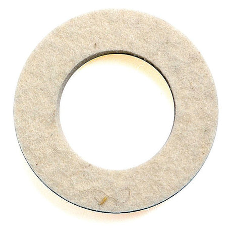 Photo of a white felt washer with a circular hole in the center on a white background, resembling the Sparex Felt Seal, Part No. S.42301, used in Massey Ferguson machinery.