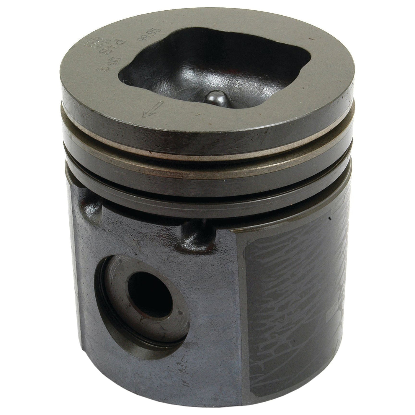 The Sparex Piston (Standard) - S.42436 features a metallic design with visible grooves, a hole through one side, and a recessed top surface, showcasing precise compression height as an essential component.