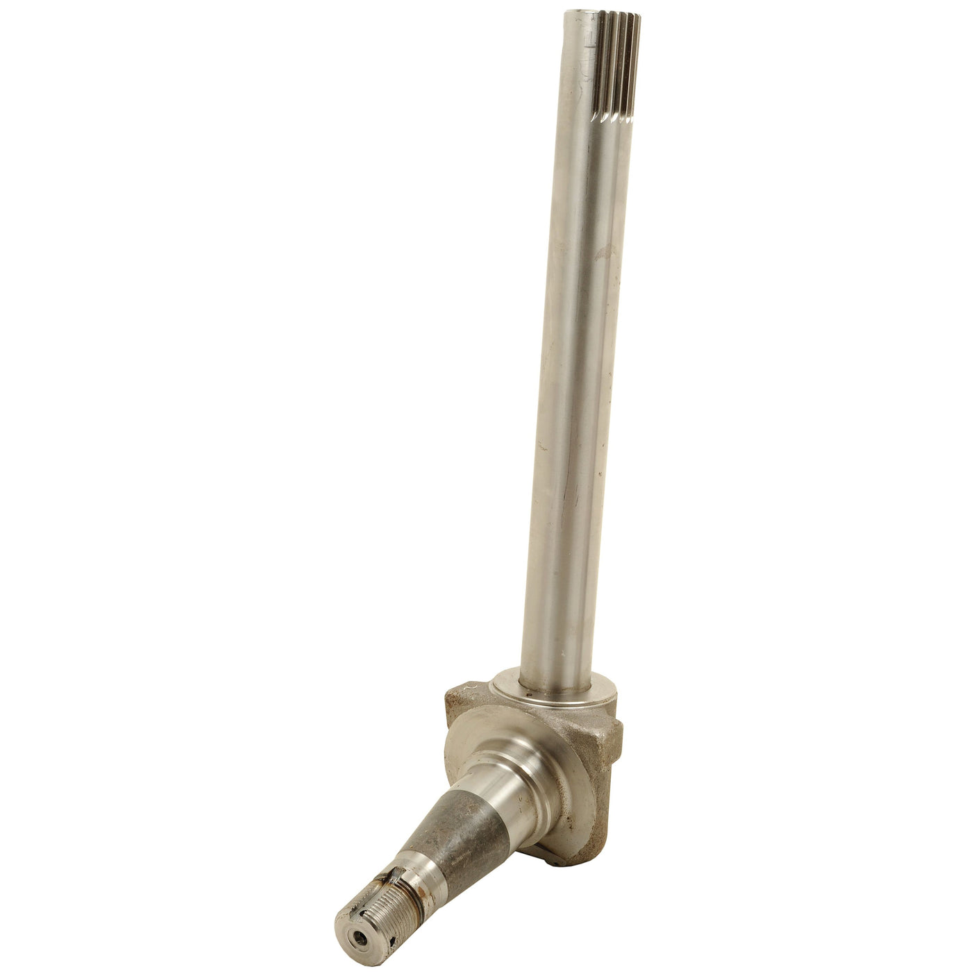 The Spindle RH (Sparex Part No. S.42542) is a metal mechanical component with a long, cylindrical shaft and a squared base featuring a threaded end, designed by Sparex for the Massey Ferguson 2625 to ensure reliability and performance.