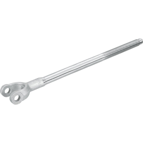 Introducing the "Levelling Box Yoke - 3/4 UNC" by Sparex (Part No. S.42556)—a metallic rod fitted with a threaded end and a forked eyelet at the opposite end, designed for use in mechanical assemblies and adjustments with customizable thread length for precision.