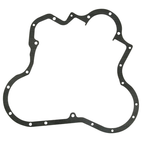 A black, irregularly-shaped automotive gasket with multiple holes for securing it to engine components, specifically designed as a Timing Cover Gasket for Perkins Engine models (3 Cyl. AD3.152, AT3.152.4, A3.152, A3.144, AT3.152), offered by Sparex under Part No.S.42560.
