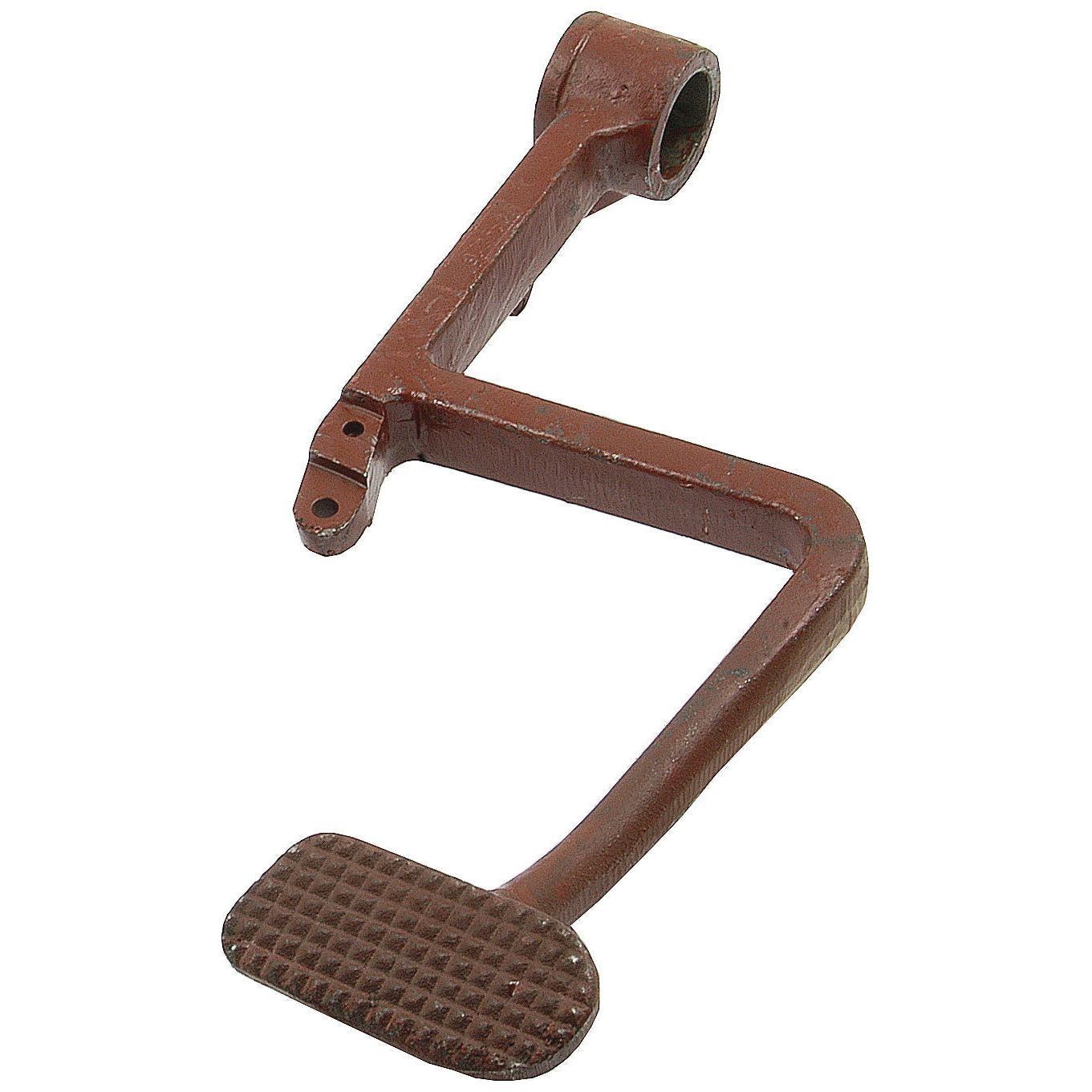 A rust-colored, metal brake pedal arm, featuring a rectangular, textured pedal pad and a mounting hole at the top. Perfect for your Massey Ferguson machinery. Presenting the Sparex Brake Pedal (RH), Part No.S.42594.