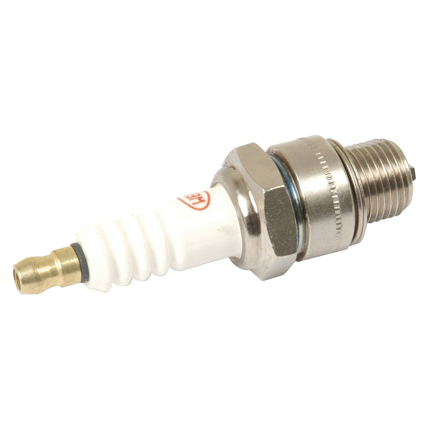 The Sparex Spark Plug - S.42611 features a white ceramic insulator, metal hexagonal shell, and threaded end with a 14 mm thread diameter for standard petrol-only engines.