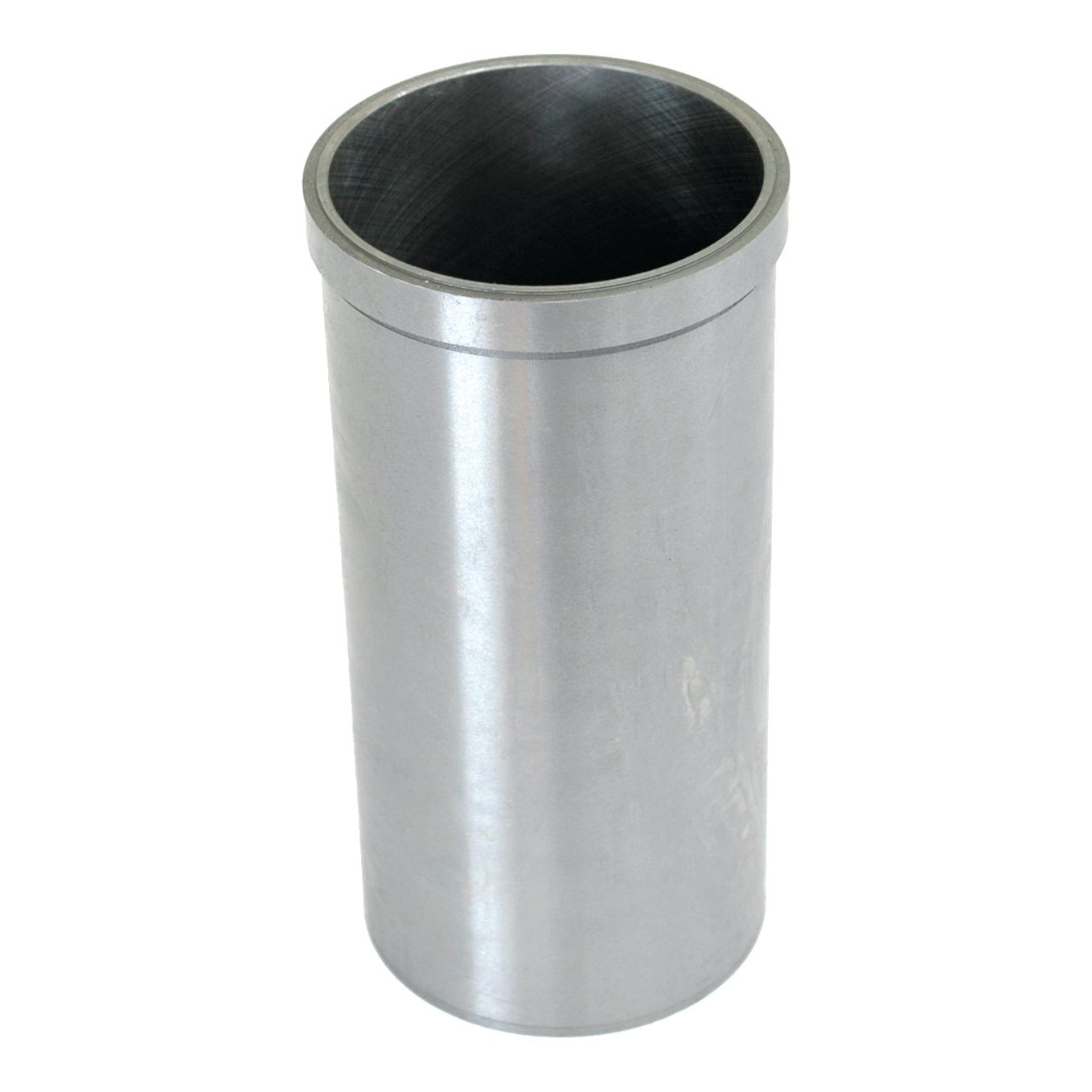 A cylindrical metal pipe with a smooth, reflective surface stands upright on a white background, resembling the Piston Liner (Finished) | Sparex Part No. S.42627 from the Sparex range.