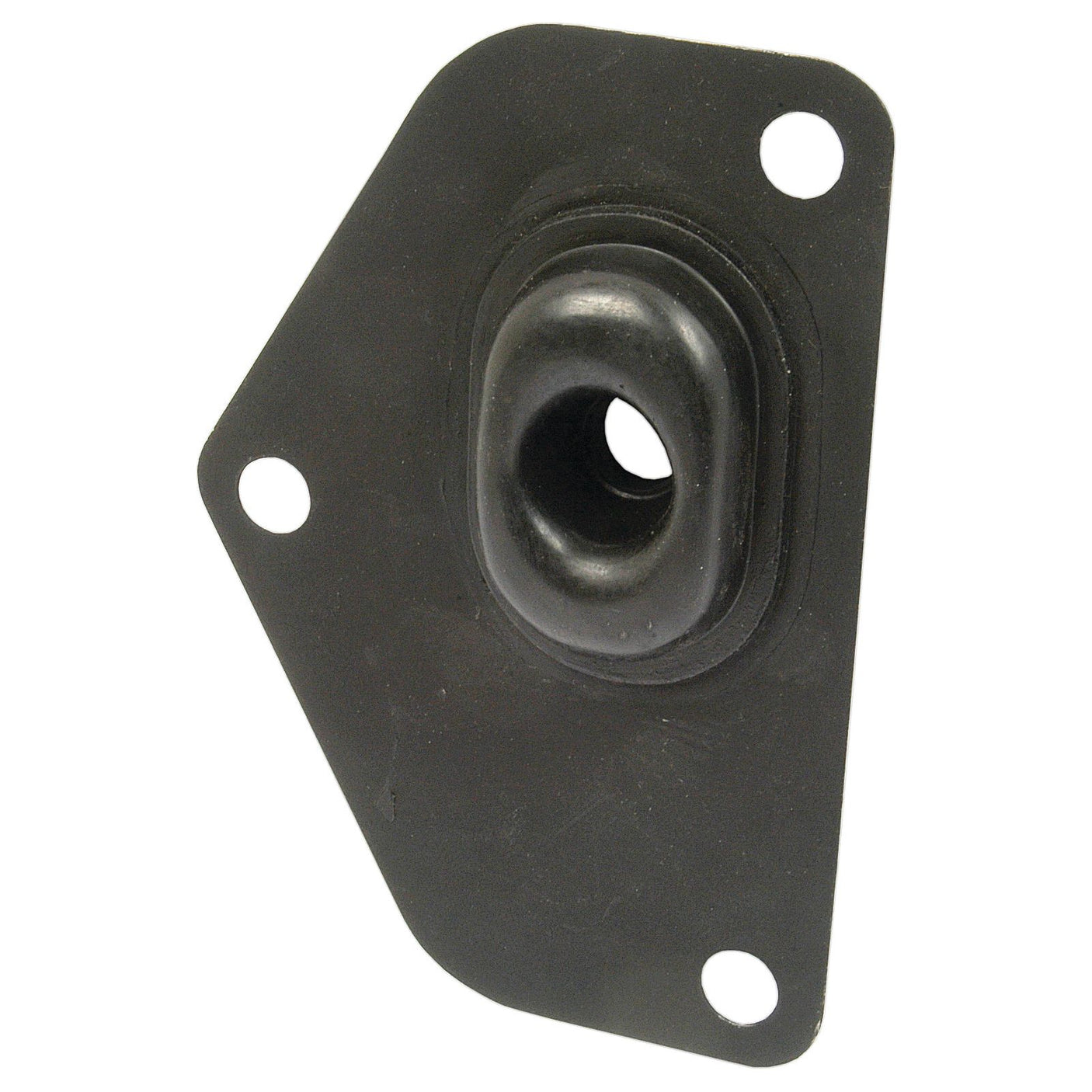 A black rubber grommet mounted on a flat, irregularly-shaped Sparex Brake Cover Plate (Sparex Part No. S.42644) with three bolt holes.