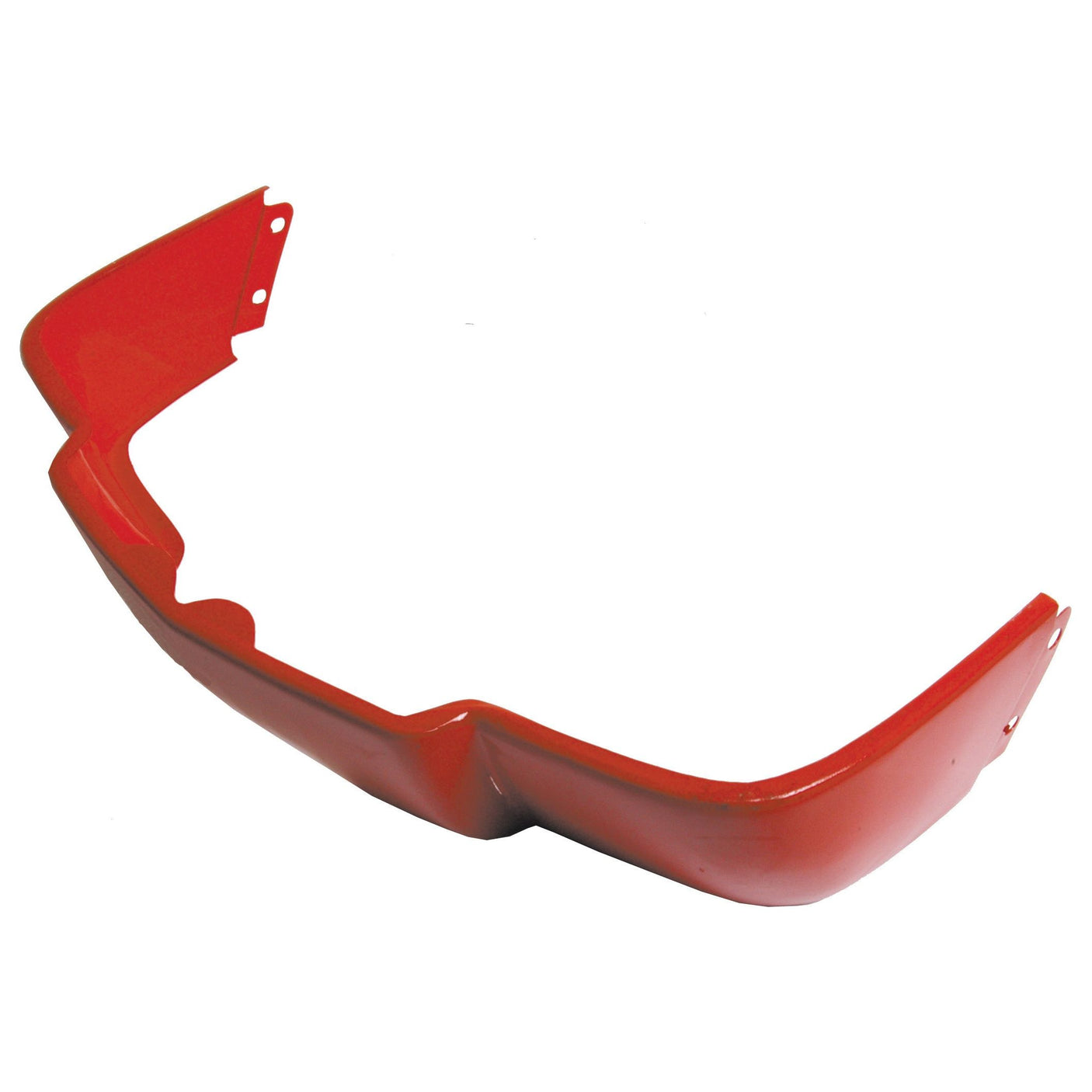 A Sparex Lower Panel (Sparex Part No.S.42663) bumper cover in red plastic, featuring curved edges and pre-drilled holes on each side, designed to fit seamlessly with the lower panel of Massey Ferguson tractors.