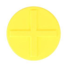 A round, yellow object with a raised plus sign in the center, reminiscent of the precision seen in AGCO's Massey Ferguson model 4270218M1 padding.