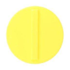 A round yellow disc featuring a central vertical rectangular ridge, evocative of the precision craftsmanship seen in the AGCO Massey Ferguson - Padding - 4270219M1 machinery.