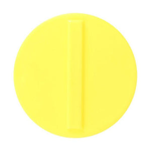 A round yellow disc featuring a central vertical rectangular ridge, evocative of the precision craftsmanship seen in the AGCO Massey Ferguson - Padding - 4270219M1 machinery.