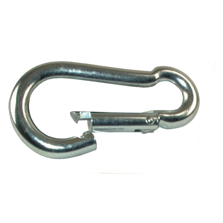 The Sparex Snap Hook (Part No. S.4270) is a zinc-plated steel carabiner with a 4mm x 40mm spring-loaded gate, perfect for connecting components in climbing, rigging, and safety gear.